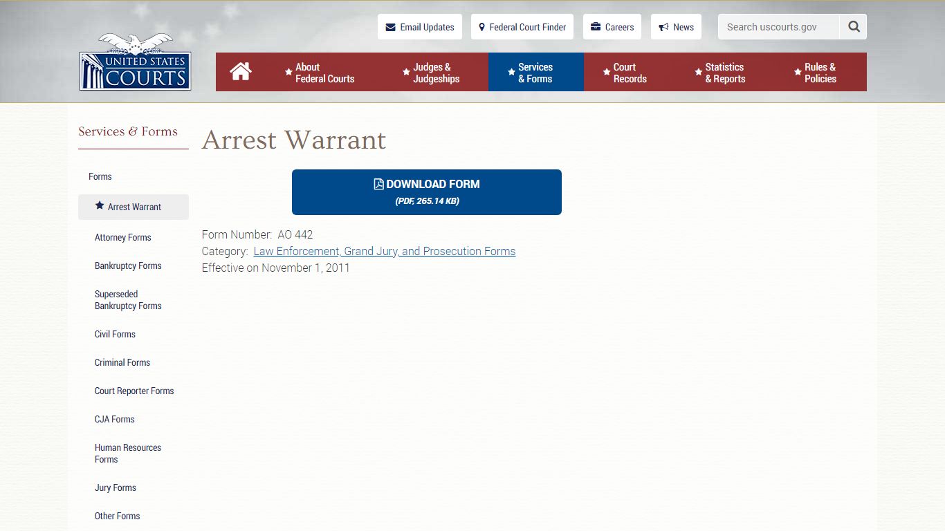 Arrest Warrant | United States Courts